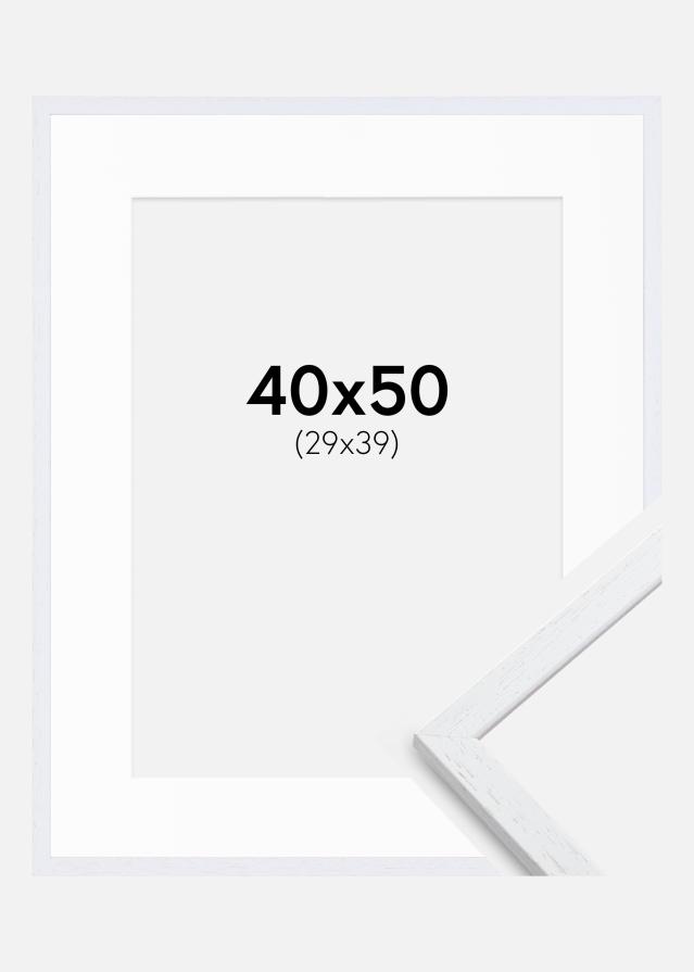 Ramme Edsbyn Warm White 40x50 cm - Passepartout Hvid 30x40 cm