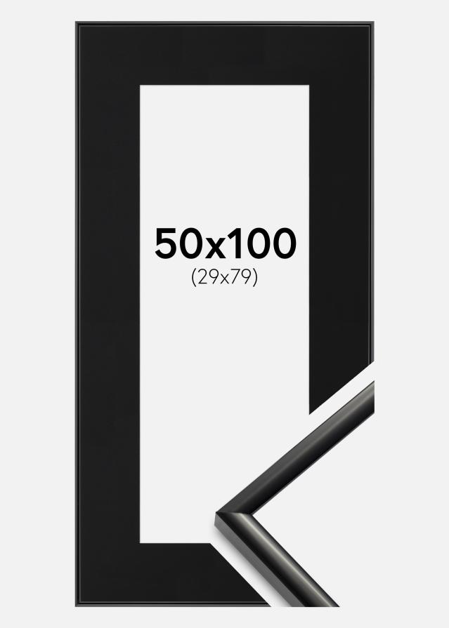 Ramme New Lifestyle Sort 50x100 cm - Passepartout Sort 30x80 cm