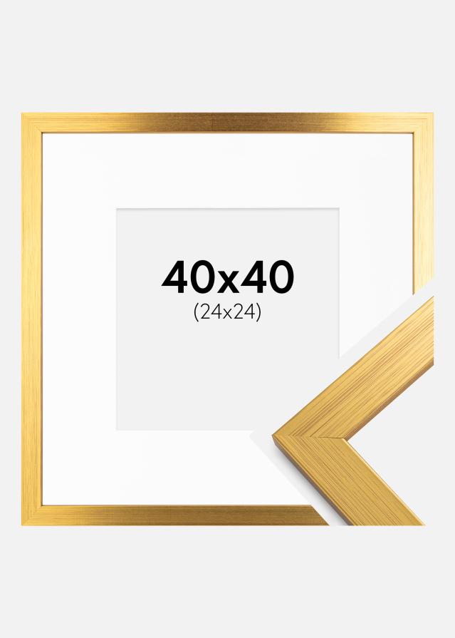 Ramme Gold Wood 40x40 cm - Passepartout Hvid 25x25 cm