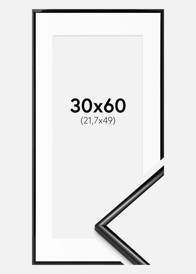 Ramme Scandi Sort 30x60 cm - Passepartout Hvid 22,7x50 cm