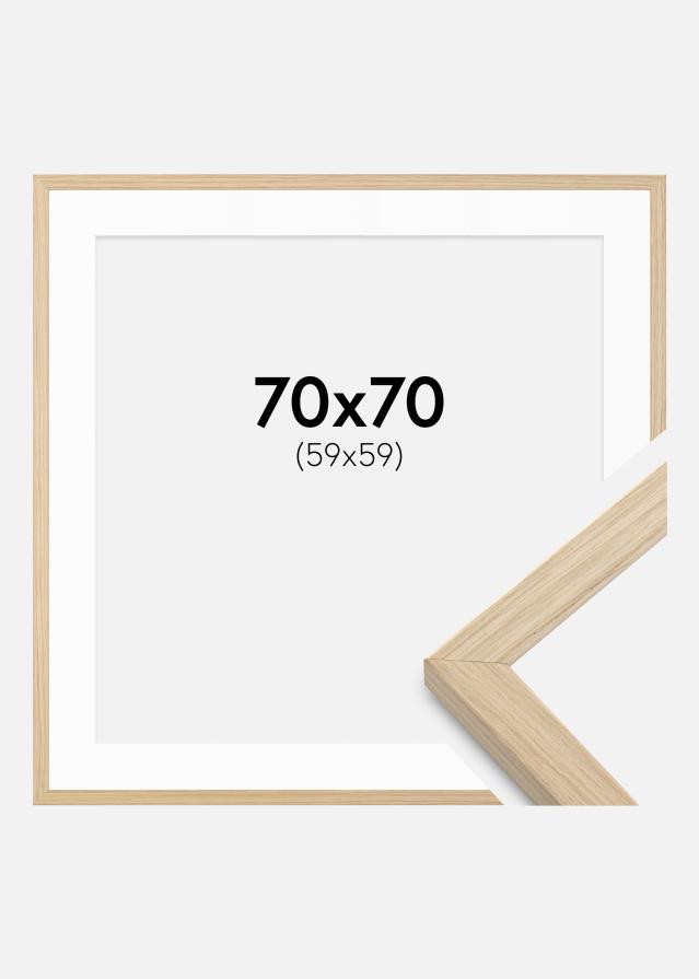 Ramme Grimsåker Eg 70x70 cm - Passepartout Hvid 60x60 cm
