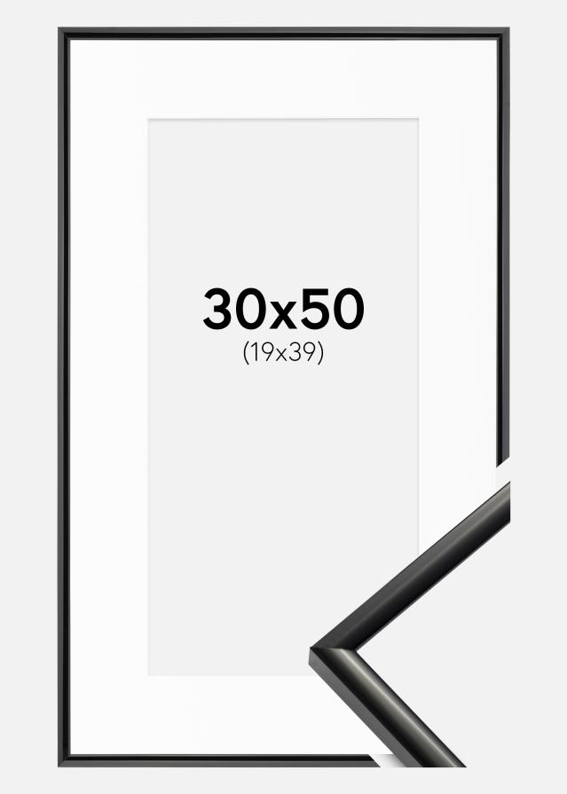 Ramme New Lifestyle Sort 30x50 cm - Passepartout Hvid 20x40 cm