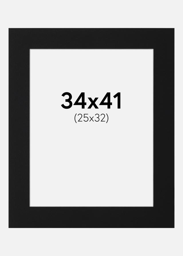 Passepartout Sort Standard (Hvid kerne) 34x41 cm (25x32)