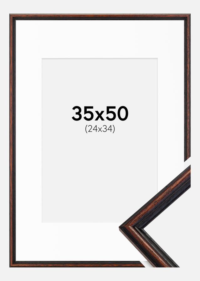 Ramme Horndal Valnød 35x50 cm - Passepartout Hvid 25x35 cm