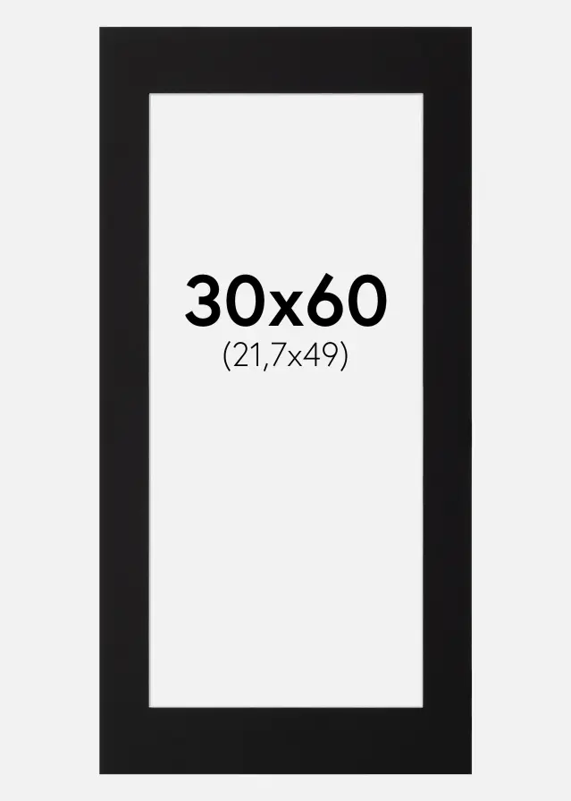 Passepartout Sort Standard (Hvid Kerne) 30x60 cm (21,7x49)