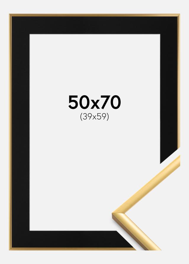 Ramme New Lifestyle Shiny Gold 50x70 cm - Passepartout Sort 40x60 cm