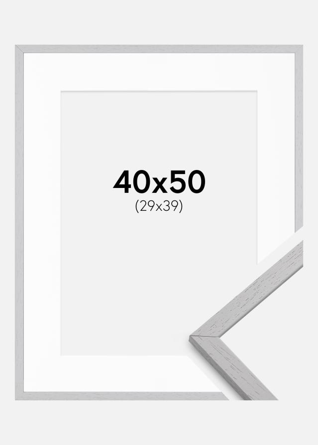 Ramme Edsbyn Grey 40x50 cm - Passepartout Hvid 30x40 cm