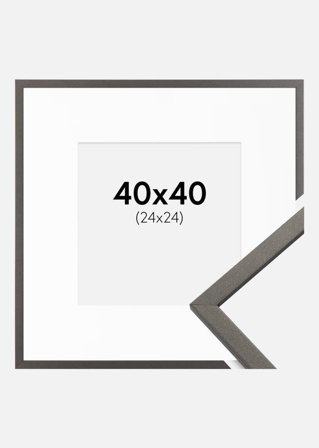 Ramme Edsbyn Grafit 40x40 cm - Passepartout Hvid 25x25 cm
