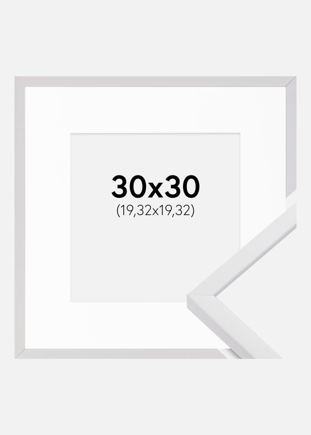 Ramme E-Line Hvid 30x30 cm - Passepartout Hvid 8x8 inches