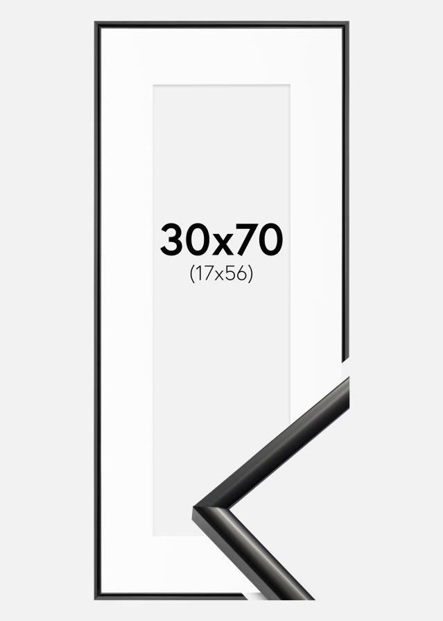 Ramme New Lifestyle Sort 30x70 cm - Passepartout Hvid 18x57 cm