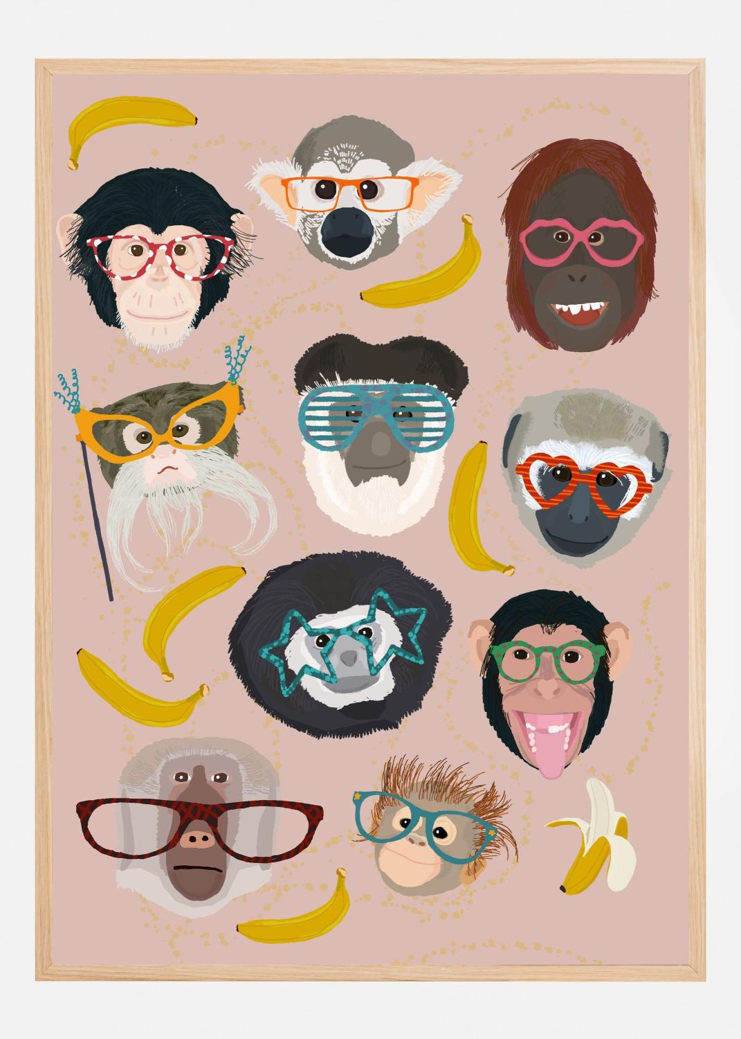 Product Image for Monkey In Glasses Print Plakat (21x29.7 cm (A4))