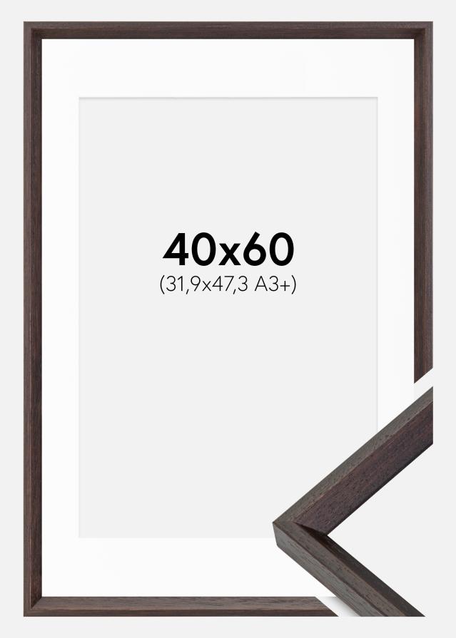 Ramme Globe Espresso 40x60 cm - Passepartout Hvid 32,9x48,3 cm (A3+)