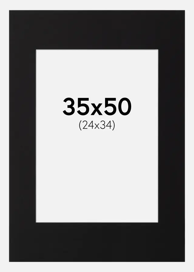 Passepartout Sort Standard (Hvid kerne) 35x50 cm (24x34)