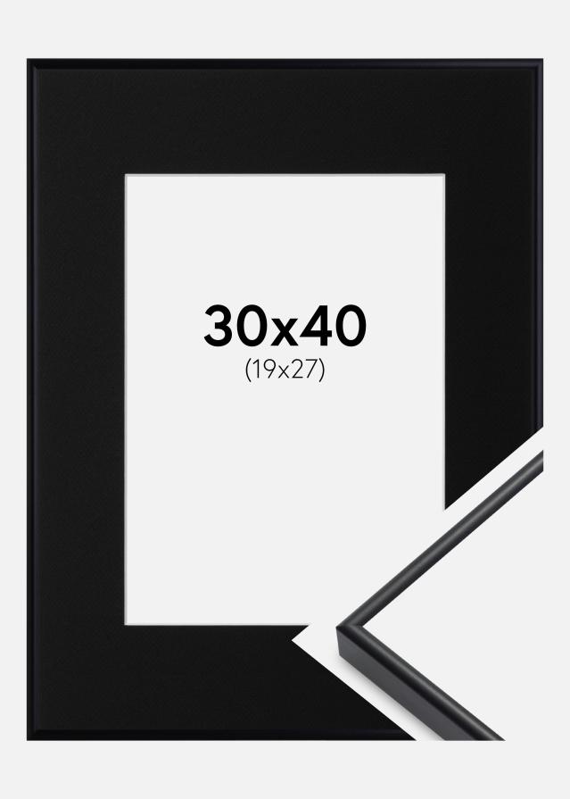 Ramme Visby Hvid 30x40 cm - Passepartout Sort 20x28 cm