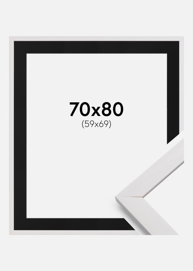 Ramme Stilren Hvid 70x70 cm - Passepartout Sort 60x70 cm