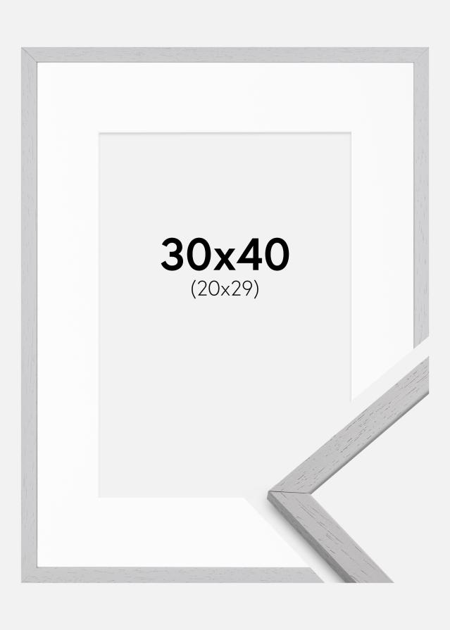 Ramme Edsbyn Grey 30x40 cm - Passepartout Hvid 21x30 cm