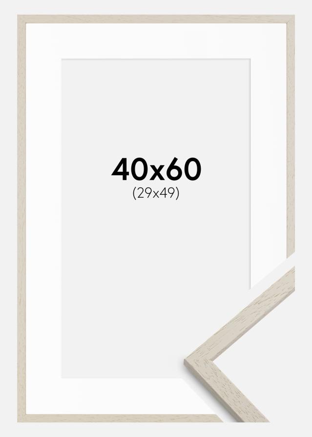 Ramme Edsbyn Sand 40x60 cm - Passepartout Hvid 30x50 cm