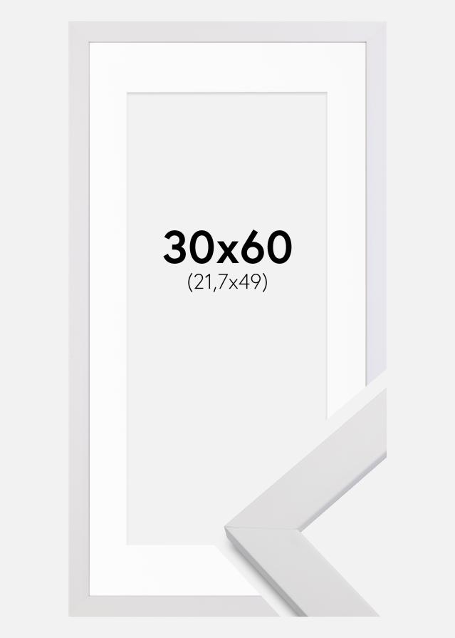 Ramme White Wood 30x60 cm - Passepartout Hvid 22,7x50 cm