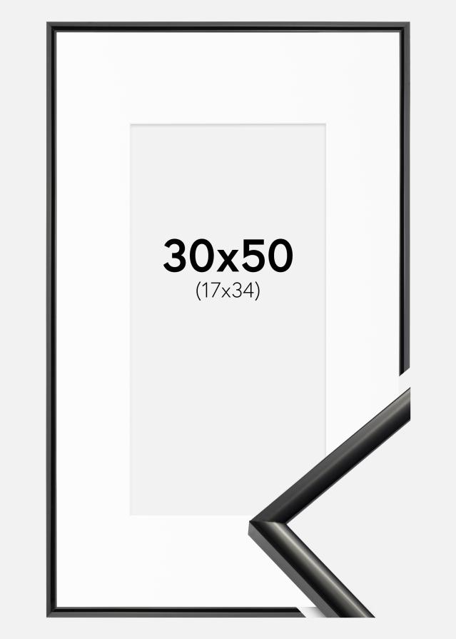 Ramme New Lifestyle Sort 30x50 cm - Passepartout Hvid 18x35 cm