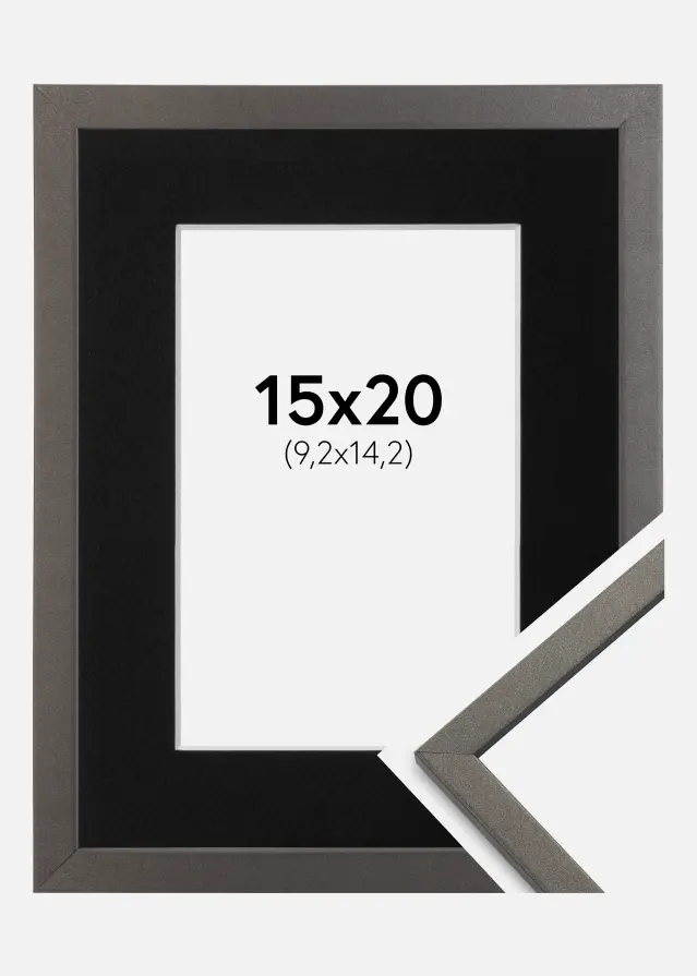 Ramme Edsbyn Grafit 15x20 cm - Passepartout Sort 4x6 inches