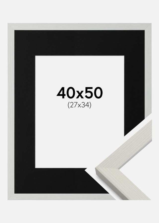 Ramme Fiorito Hvid 40x50 cm - Passepartout Sort 28x35 cm