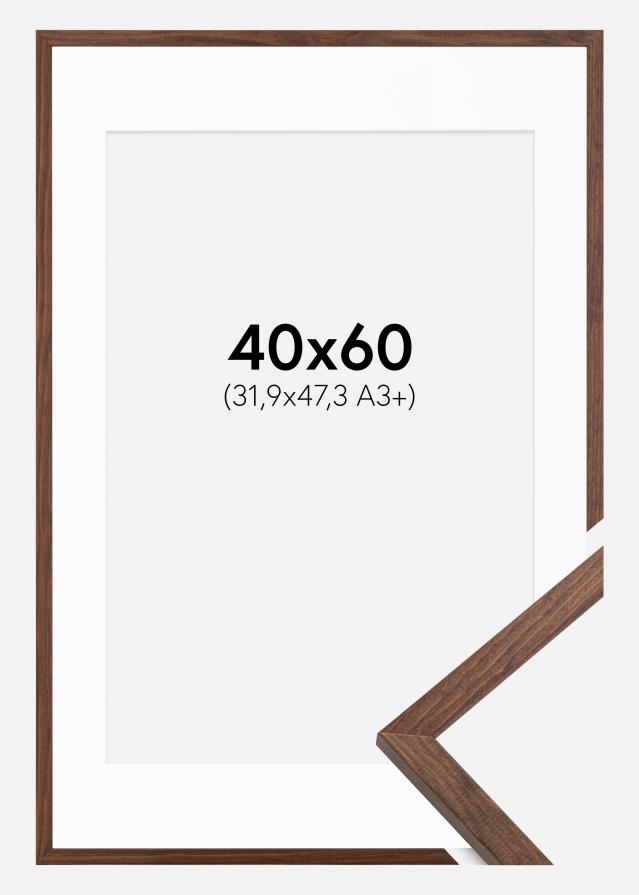 Ramme Galant Valnød 40x60 cm - Passepartout Hvid 32,9x48,3 cm (A3+)