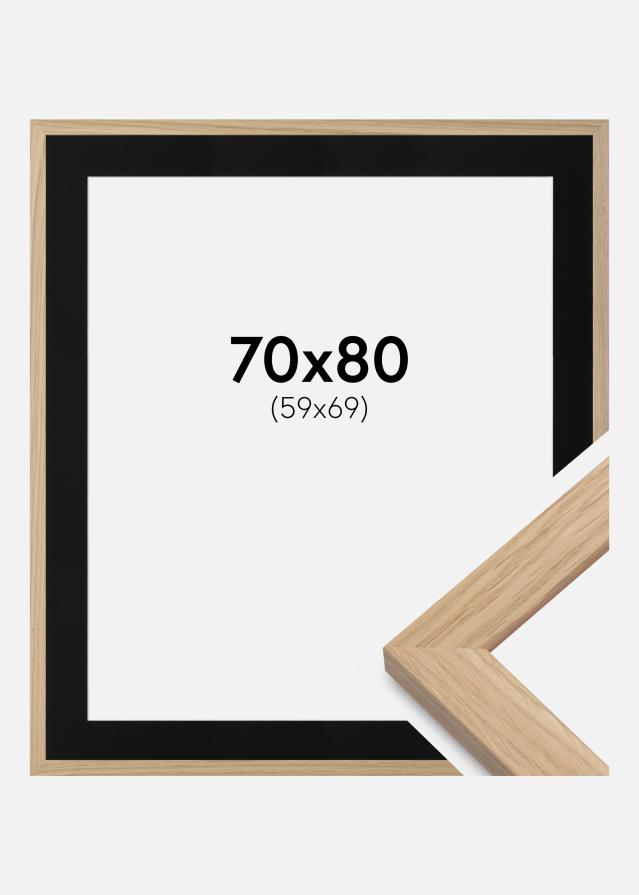 Ramme Oak Wood 70x80 cm - Passepartout Sort 60x70 cm