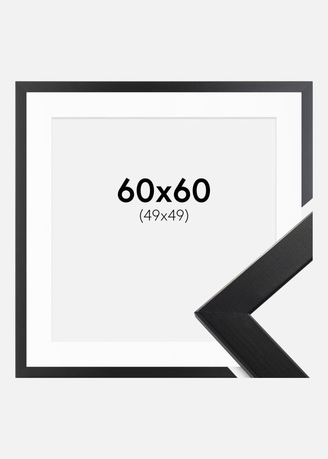 Ramme Trendline Sort 60x60 cm - Passepartout Hvid 50x50 cm
