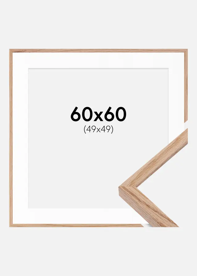 Ramme E-Line Eg 60x60 cm - Passepartout Hvid 50x50 cm