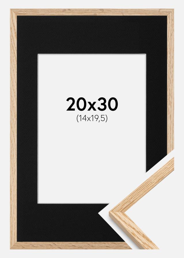 Ramme Tynd Eg 20x30 cm - Passepartout Sort 15x21 cm (A5)