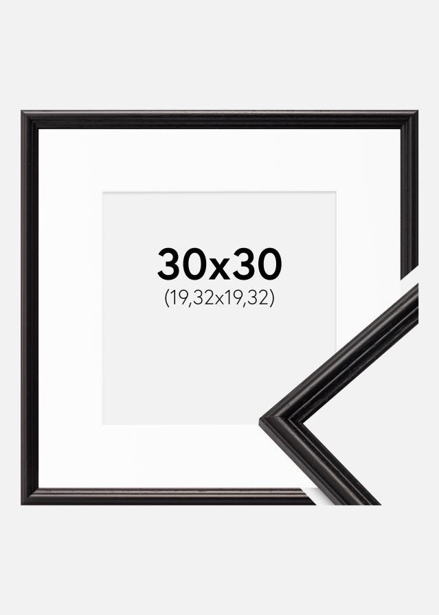 Ramme Horndal Sort 30x30 cm - Passepartout Hvid 8x8 inches