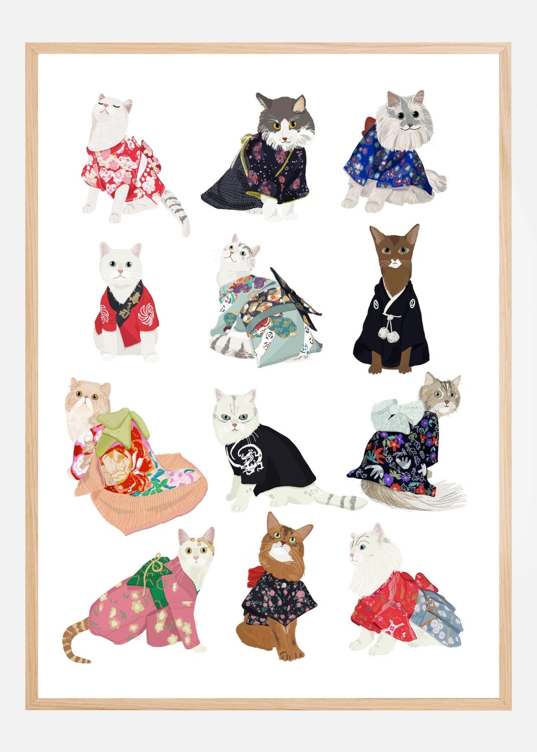 Product Image for Cat In Kimono Plakat (21x29.7 cm (A4))