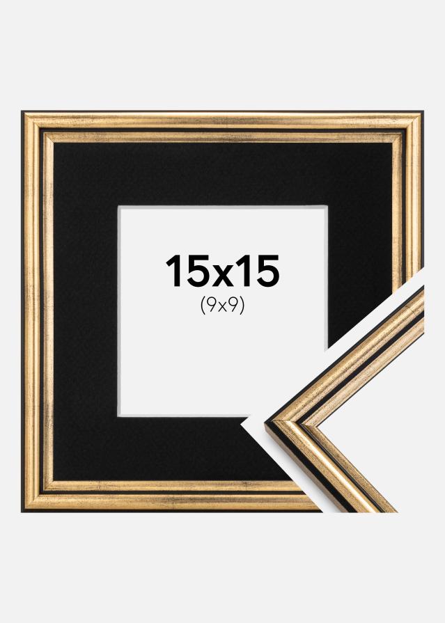 Ramme Horndal Guld 15x15 cm - Passepartout Sort 10x10 cm