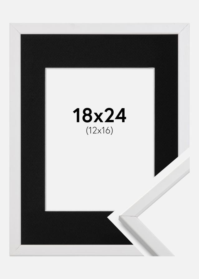 Ramme Galant Hvid 18x24 cm - Passepartout Sort 13x17 cm