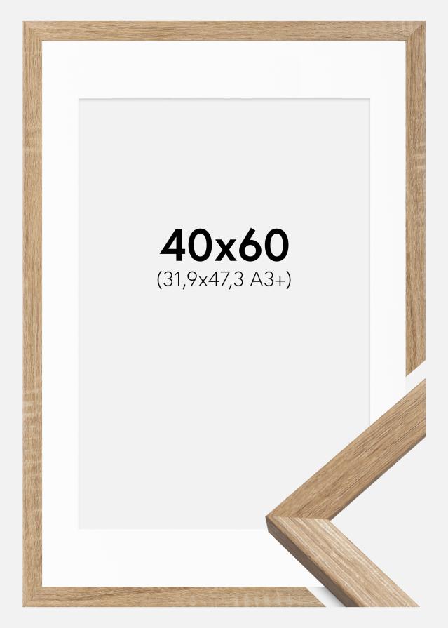 Ramme Fiorito Lys Eg 40x60 cm - Passepartout Hvid 32,9x48,3 cm (A3+)