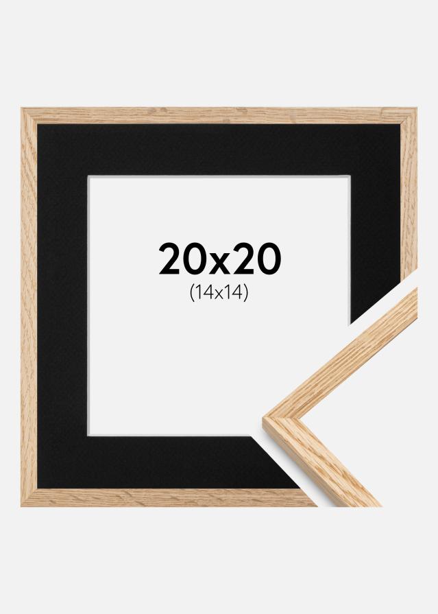 Ramme Tynd Eg 20x20 cm - Passepartout Sort 15x15 cm