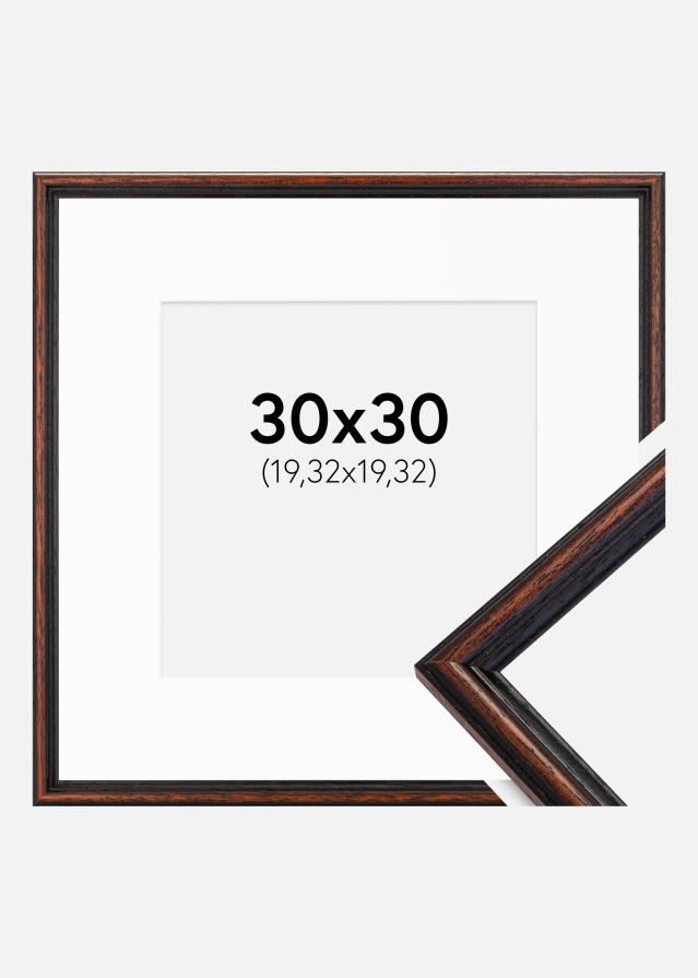 Ramme Horndal Valnød 30x30 cm - Passepartout Hvid 8x8 inches