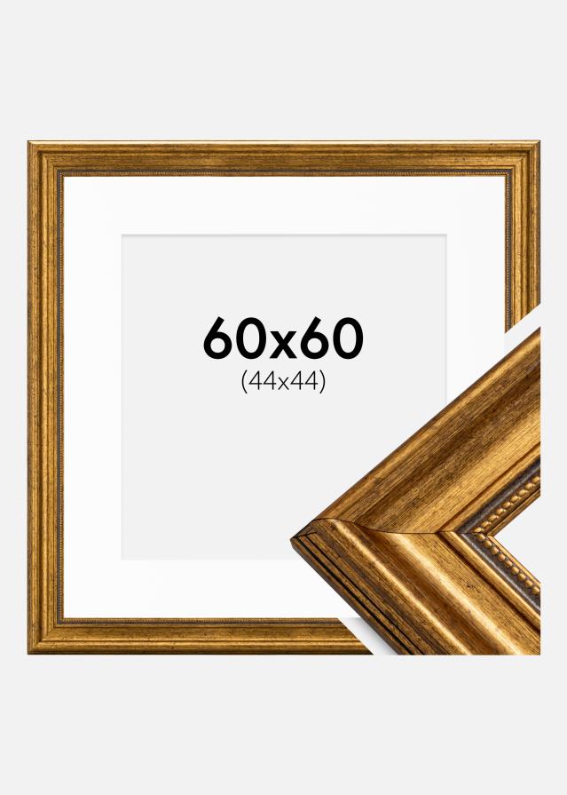 Ramme Rokoko Guld 60x60 cm - Passepartout Hvid 45x45 cm