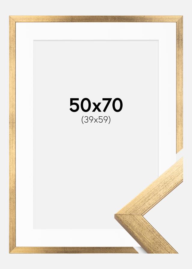 Ramme Stilren Guld 50x70 cm - Passepartout Hvid 40x60 cm