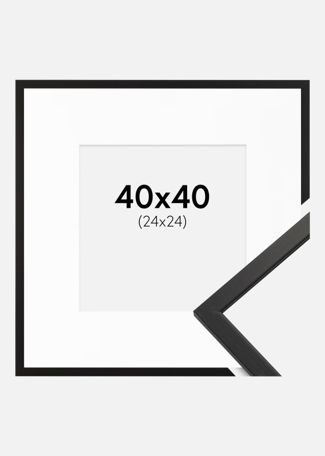 Ramme Edsbyn Sort 40x40 cm - Passepartout Hvid 25x25 cm