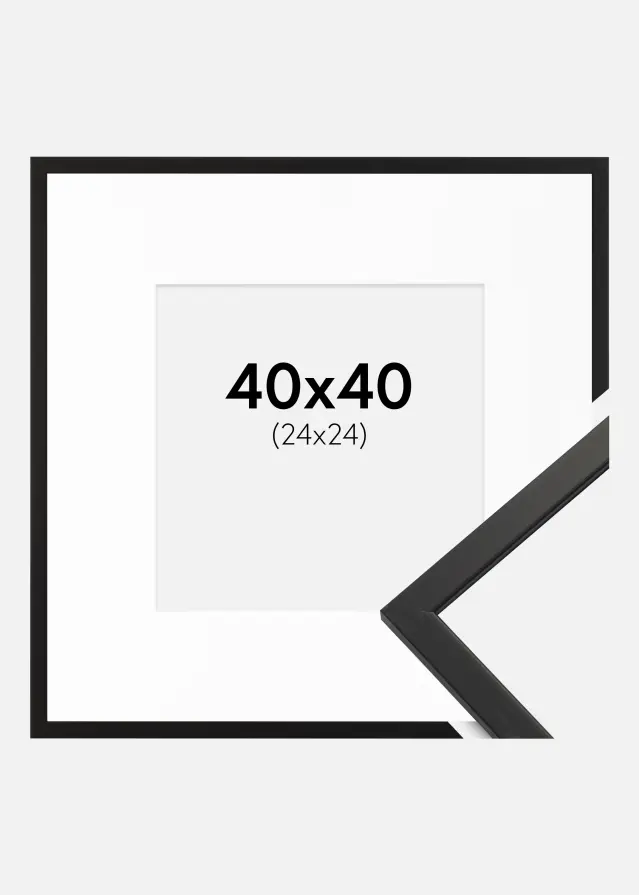Ramme Edsbyn Sort 40x40 cm - Passepartout Hvid 25x25 cm