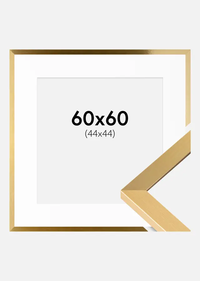 Ramme Selection Guld 60x60 cm - Passepartout Hvid 45x45 cm