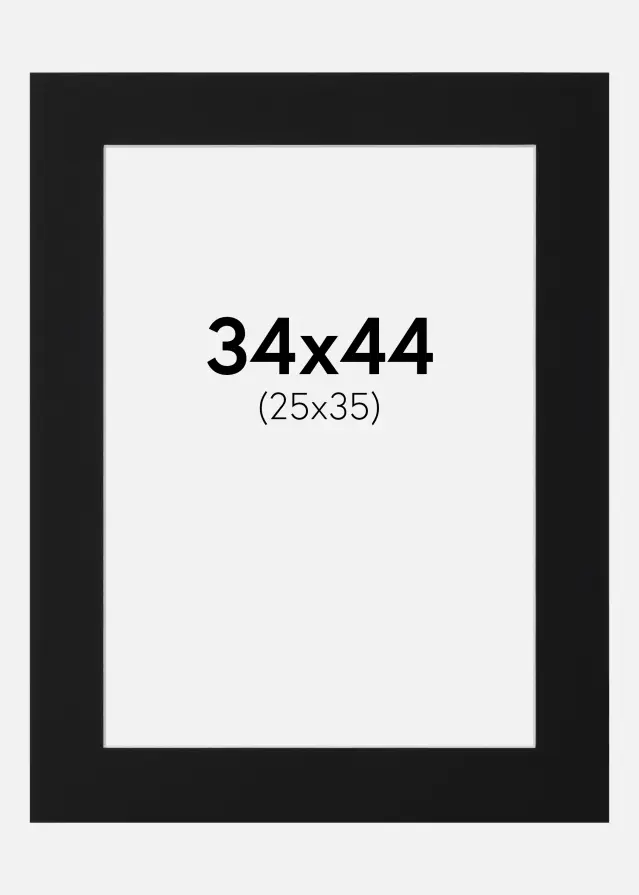Passepartout Sort Standard (Hvid kerne) 34x44 cm (25x35)
