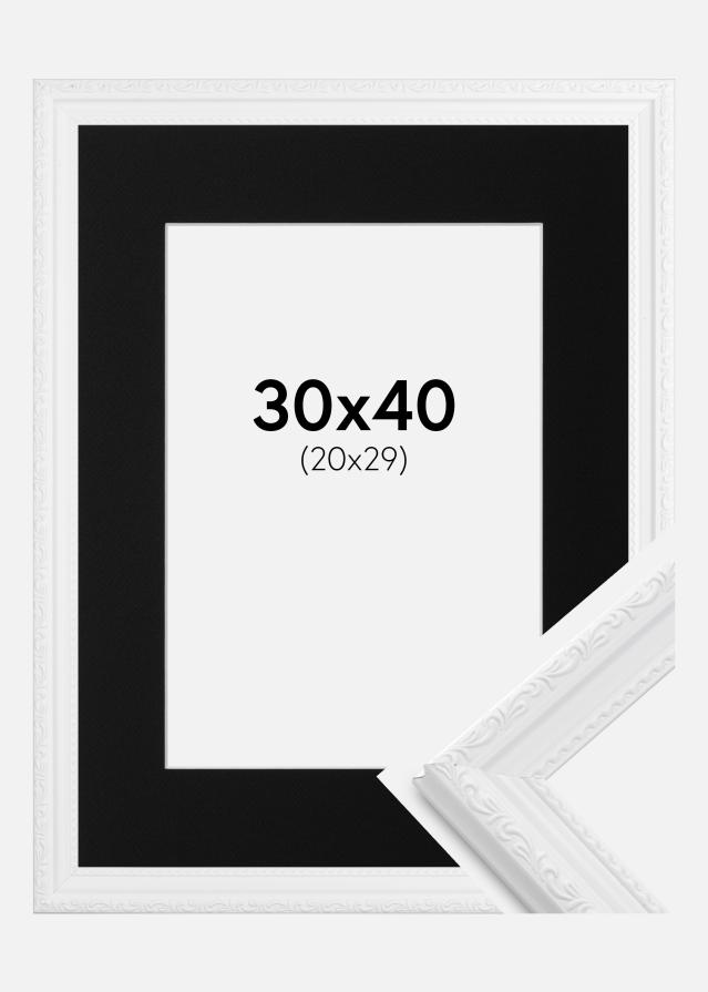 Ramme Abisko Hvid 30x40 cm - Passepartout Sort 21x30 cm