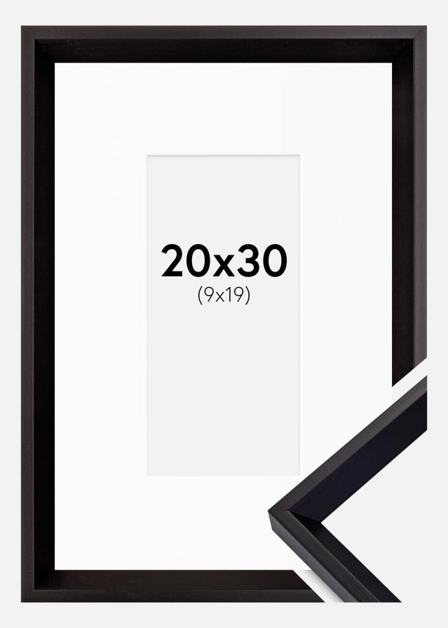 Ramme Globe Sort 20x30 cm - Passepartout Hvid 10x20 cm