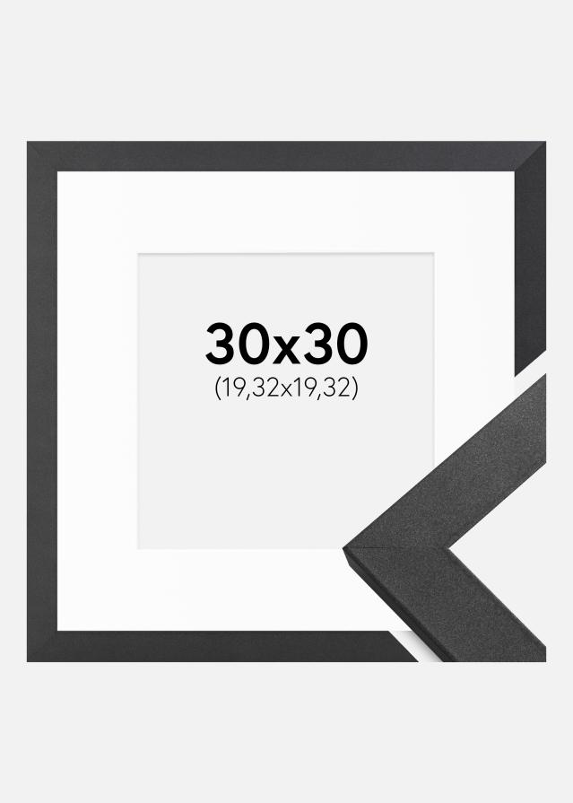 Ramme Graphite Wood 30x30 cm - Passepartout Hvid 8x8 inches