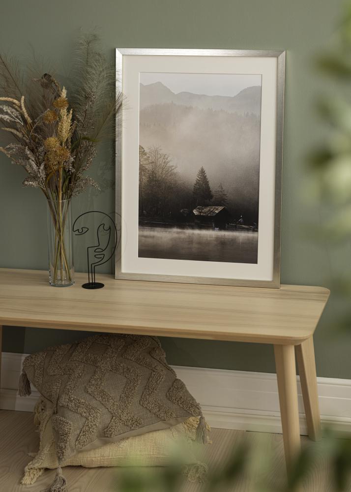 Ramme Silver Wood 20x30 cm - Passepartout Hvid 15x22 cm