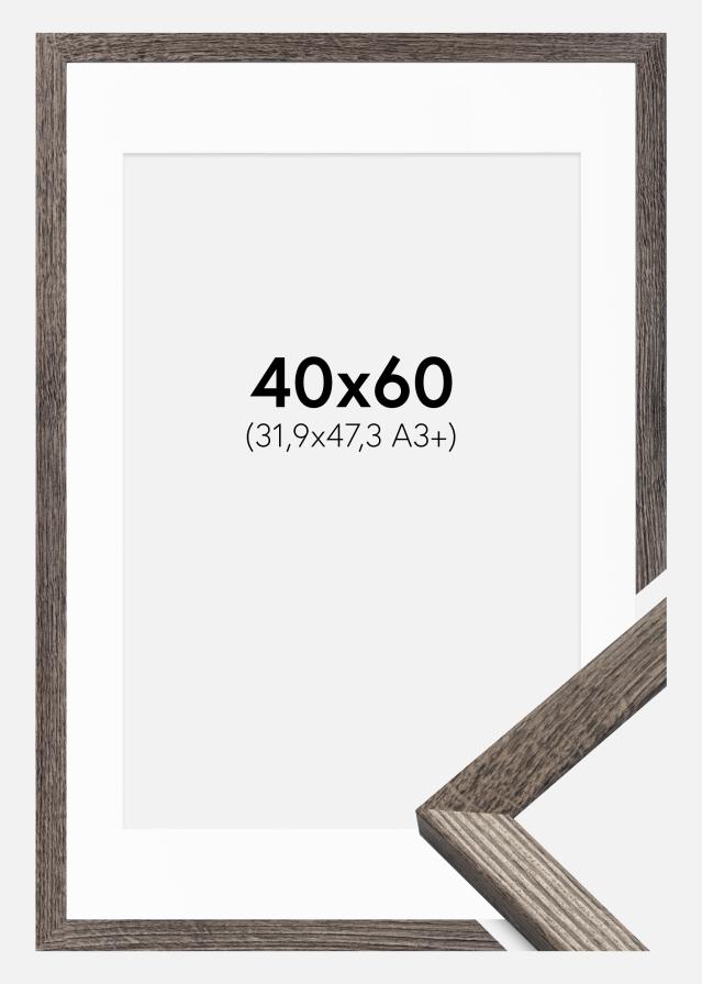 Ramme Fiorito Valnød 40x60 cm - Passepartout Hvid 32,9x48,3 cm (A3+)
