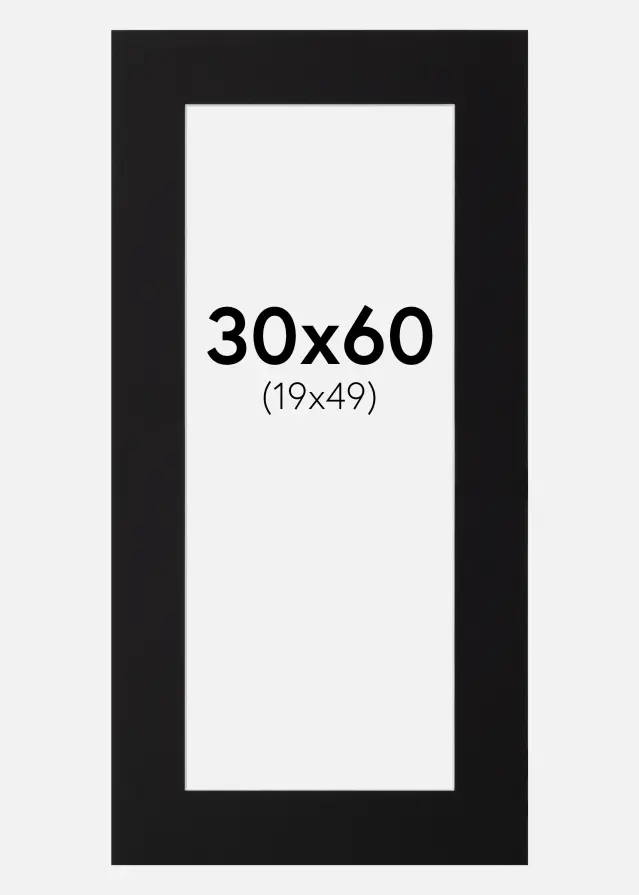 Passepartout Sort Standard (Hvid Kerne) 30x60 cm (19x49)