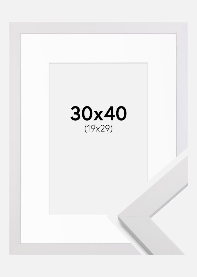Ramme White Wood 30x40 cm - Passepartout Hvid 20x30 cm